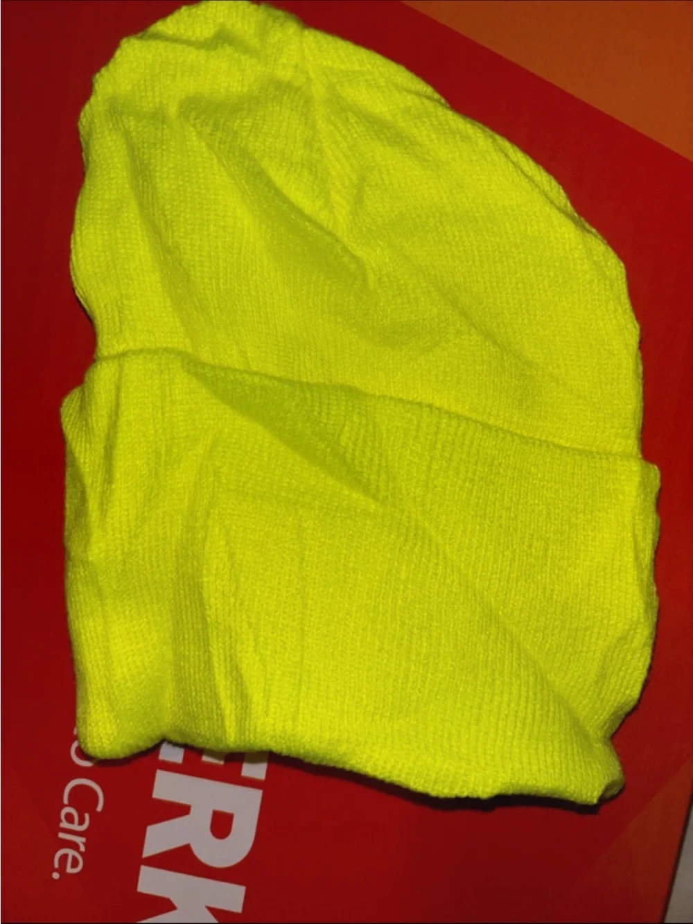 Kids Neon Yellow Smiley Beanie Hat - Unbranded